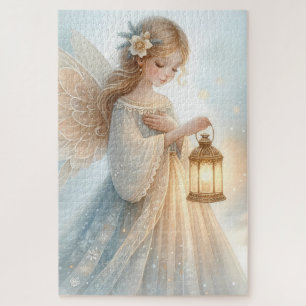 Celestial Winter Angel Lantern of Comfort Jigsaw Puzzle