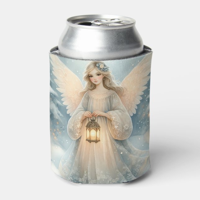 Celestial Winter Angel Lantern of Grace Can Cooler (Can Front)