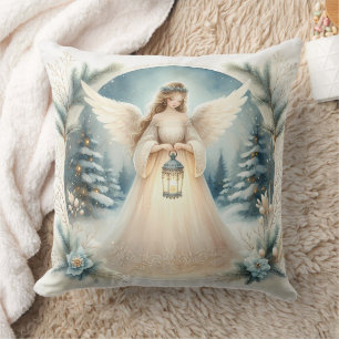 Celestial Winter Angel Lantern of Grace Cushion