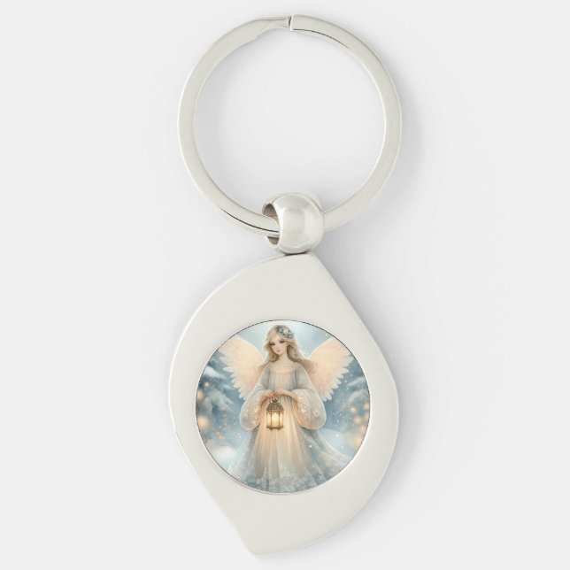 Celestial Winter Angel Lantern of Grace Key Ring (Front)