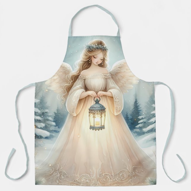 Celestial Winter Angel Lantern of Hope Apron (Front)