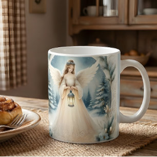 Celestial Winter Angel Lantern of Hope Coffee Mug