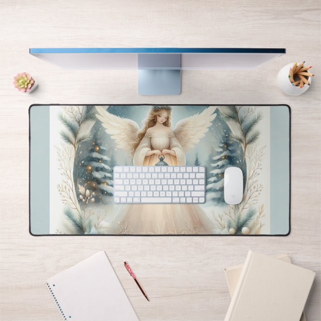 Celestial Winter Angel Lantern of Hope Desk Mat (Office 1)