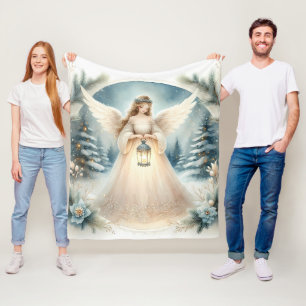 Celestial Winter Angel Lantern of Hope Fleece Blanket