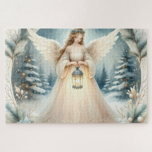 Celestial Winter Angel Lantern of Hope Jigsaw Puzzle
