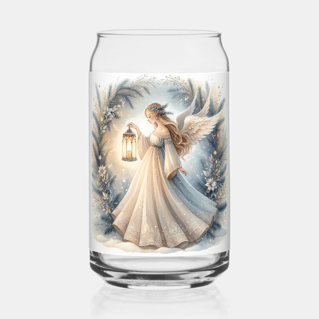Celestial Winter Angel Lantern of Peace Can Glass (Front)