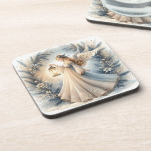 Celestial Winter Angel Lantern of Peace Coaster