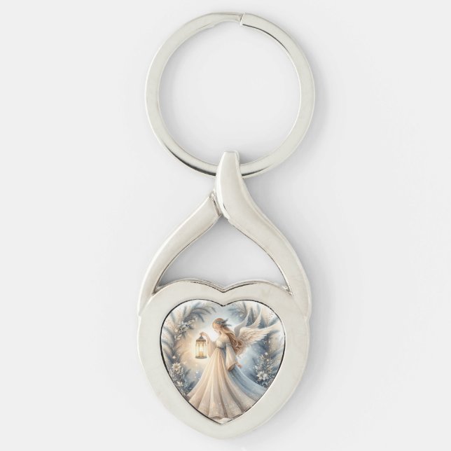 Celestial Winter Angel Lantern of Peace Key Ring (Front)
