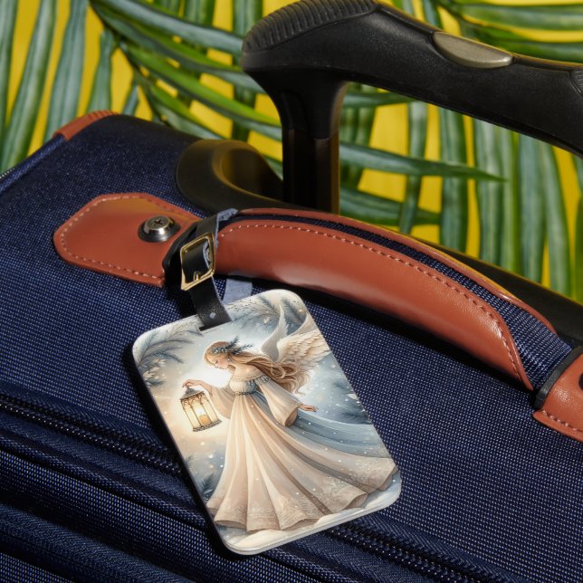 Celestial Winter Angel Lantern of Peace Luggage Tag (Front Insitu 1)
