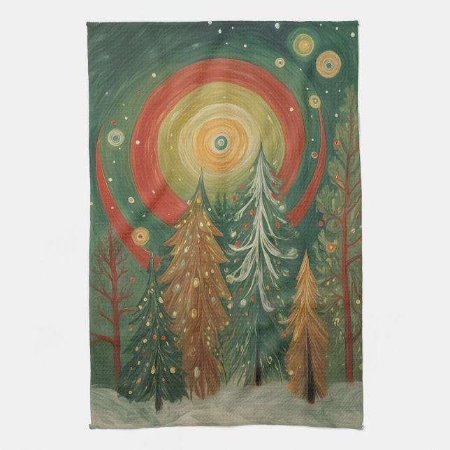 Celestial Winter Grove Tea Towel (Vertical)