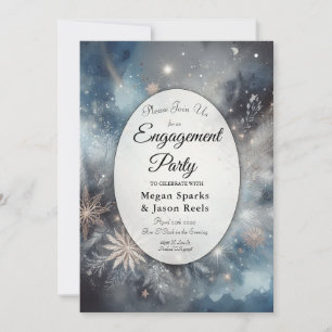 Celestial Winter Midnight Sparkle Engagement Party Invitation