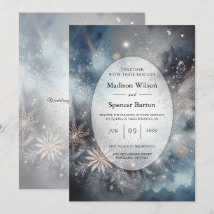 Celestial Winter Midnight Sparkle Wedding Invitation