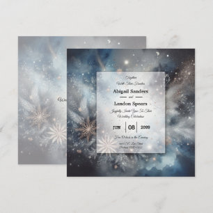 Celestial Winter Midnight Sparkle Wedding Invitation