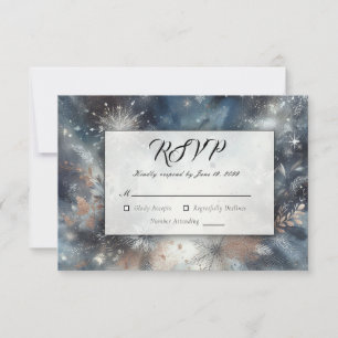 Celestial Winter Midnight Sparkle Wedding RSVP Card
