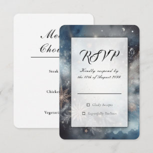 Celestial Winter Midnight Sparkle Wedding RSVP Card