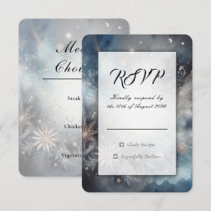 Celestial Winter Midnight Sparkle Wedding RSVP Card