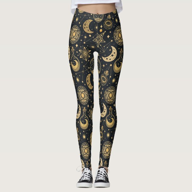 Celestial Witchcraft - Gold Moon, Potion Bottles 2 Leggings (Front)