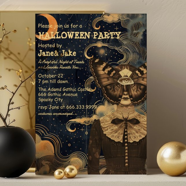 Celestial Witchy Collage Adult Halloween Party  Invitation (Creator Uploaded)