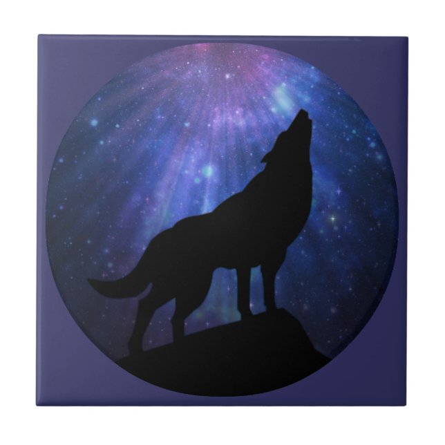 Celestial Wolf Ceramic Tile (Front)