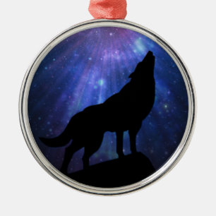 Celestial Wolf Metal Tree Decoration