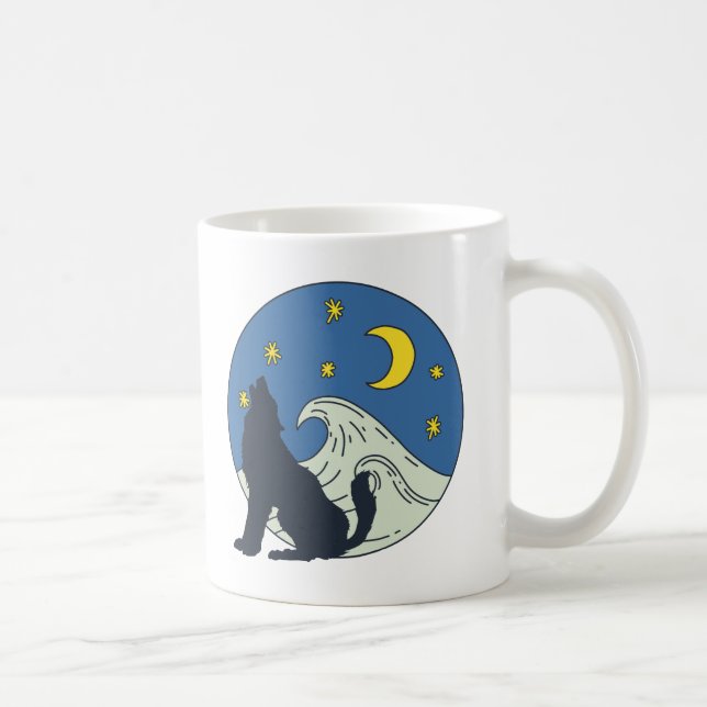 Celestial Wolf Mystical Art  Invitation Coffee Mug (Right)