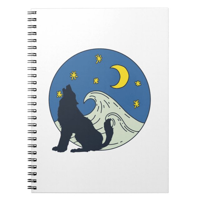 Celestial Wolf Mystical Art  Notebook (Front)