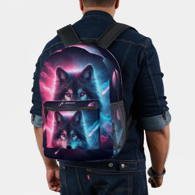 Celestial wolf Personalised  Printed Backpack (Insitu (Model))
