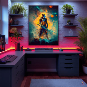 Celestial Wolf Ronin – Guardian of the Cosmic Blad Poster