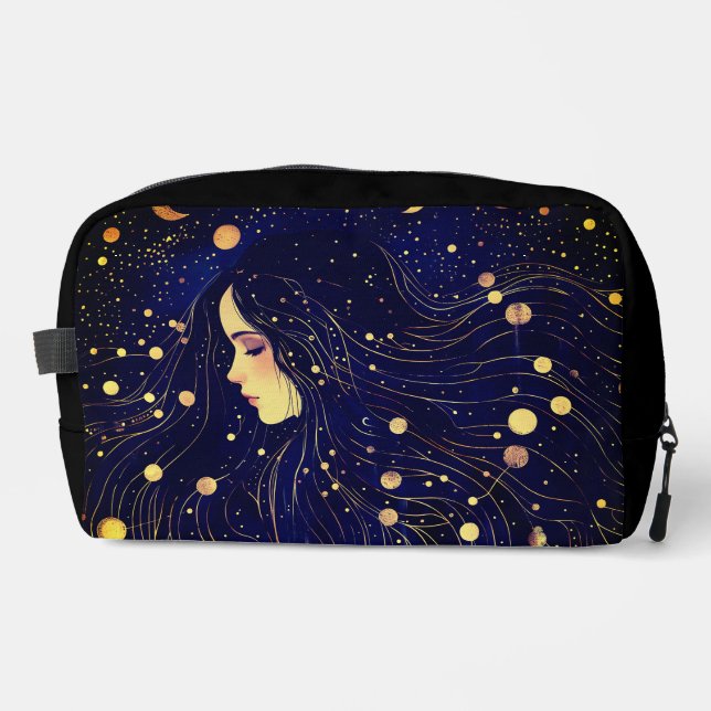 Celestial Woman Goddess Moon Stars Sky Toiletry Dopp Kit (Front)