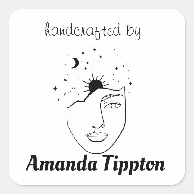 Celestial Woman Line Art Handcrafted By Square Sticker (Front)