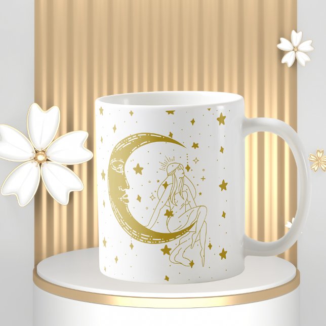 Celestial woman,moon stars,boho,elegant astronomy coffee mug (Creator Uploaded)