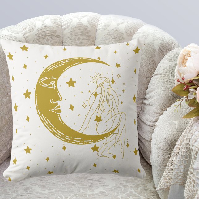 Celestial woman,moon stars,boho,elegant astronomy cushion (Creator Uploaded)