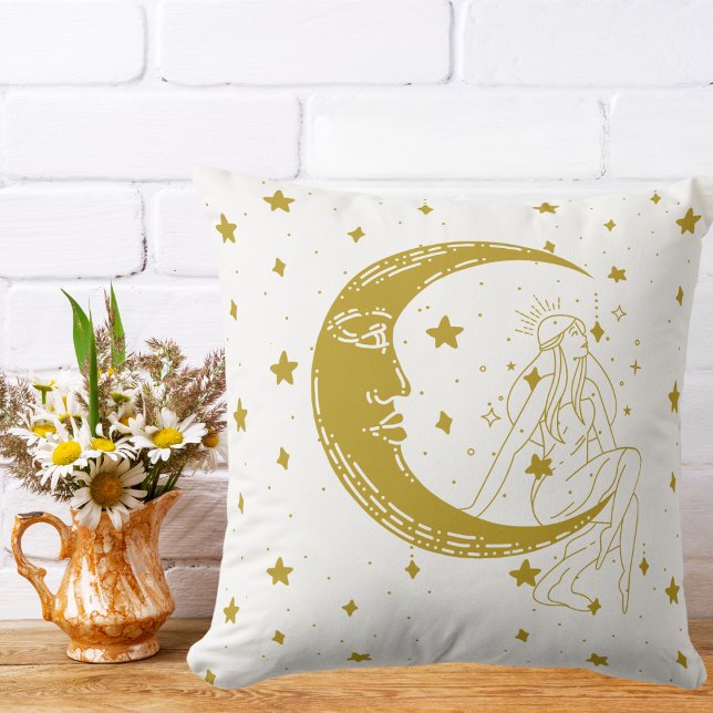 Celestial woman,moon stars,boho,elegant astronomy cushion (Creator Uploaded)