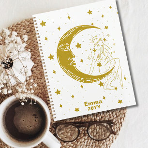 Celestial woman,moon stars,boho,elegant astronomy planner