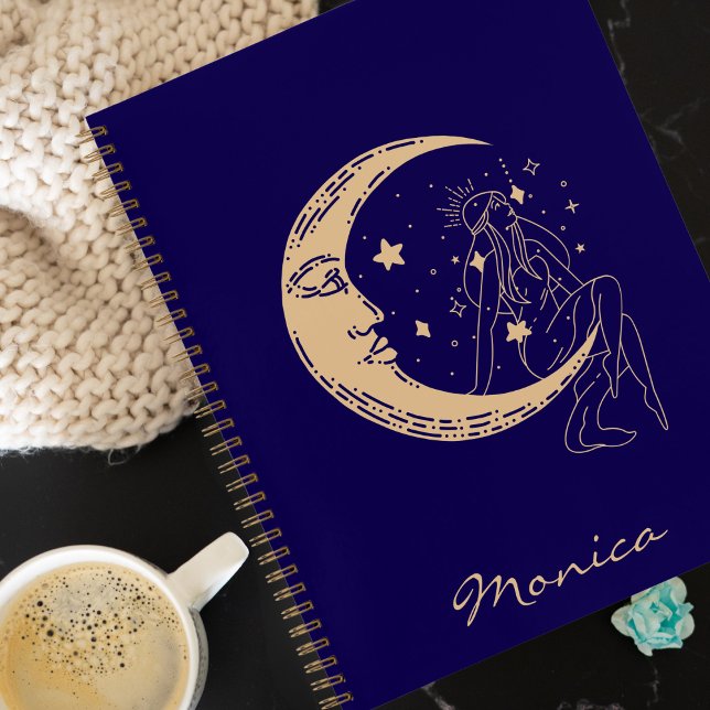 Celestial woman moon & stars,boho,elegant gold  notebook (Creator Uploaded)