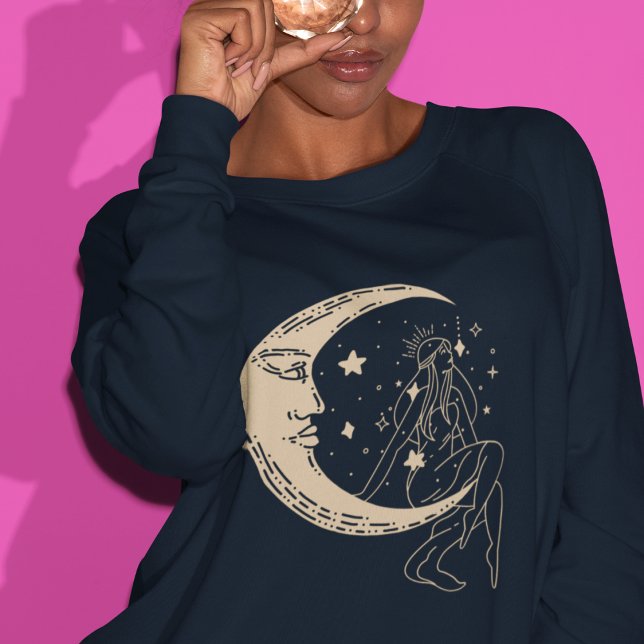 Celestial woman moon & stars,boho,elegant gold  sweatshirt (Creator Uploaded)