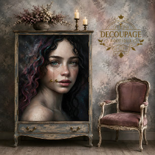 Celestial Woman With Galaxy Hair Decoupage Tissue Paper