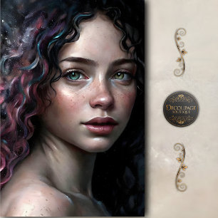 Celestial Woman With Galaxy Hair Decoupage Tissue Paper