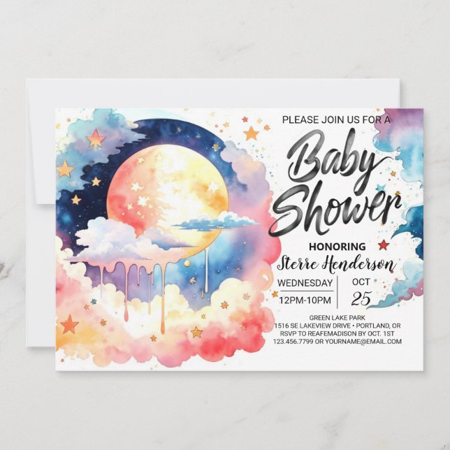  Celestial Wonder Baby Shower Invitation (Front)