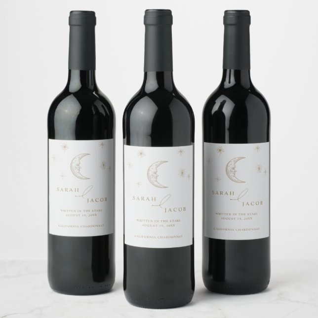Celestial Written in the Stars Wedding  Wine Label (Bottles)