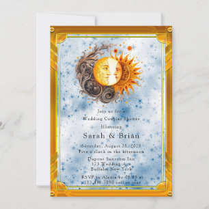 Celestial Yellow Blue Sun Wedding Couples Shower Invitation