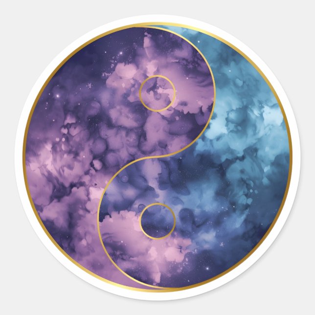 Celestial Yin‑Yang Cosmic Balance Classic Round Sticker (Front)