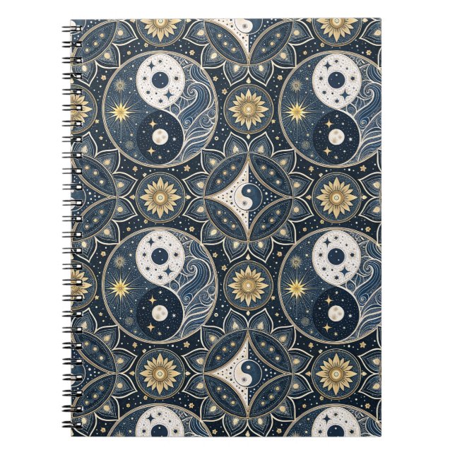 Celestial Yin Yang Mandala Design Pattern Art Notebook (Front)