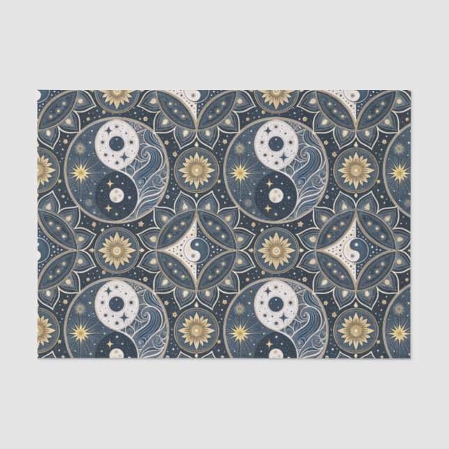 Celestial Yin Yang Mandala Design Pattern Art Tissue Paper (Front)