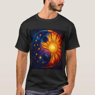 Celestial Yin Yang Stained Glass Art T-Shirt