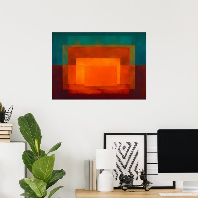 Celestial Zen Emerald Ember Colour Field Abstract  Poster (Home Office)