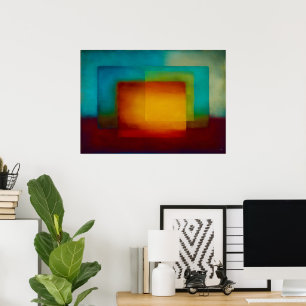 Celestial Zen Golden Confluence Colour Field Abstr Poster