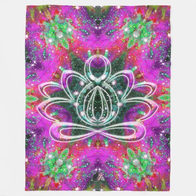 Celestial Zen Lotus Fleece Blanket (Front)