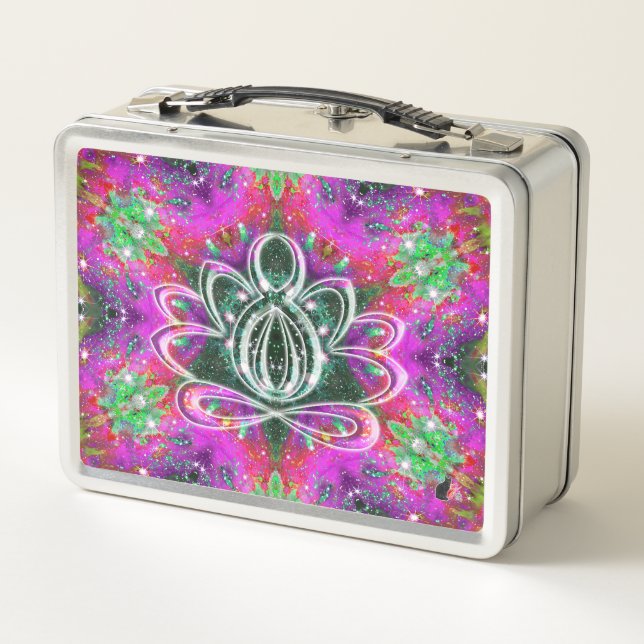 Celestial Zen Lotus Metal Lunch Box (Back)