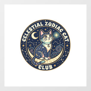 Celestial Zodiac Cat Cute Cat T-Shirt Design - Cel